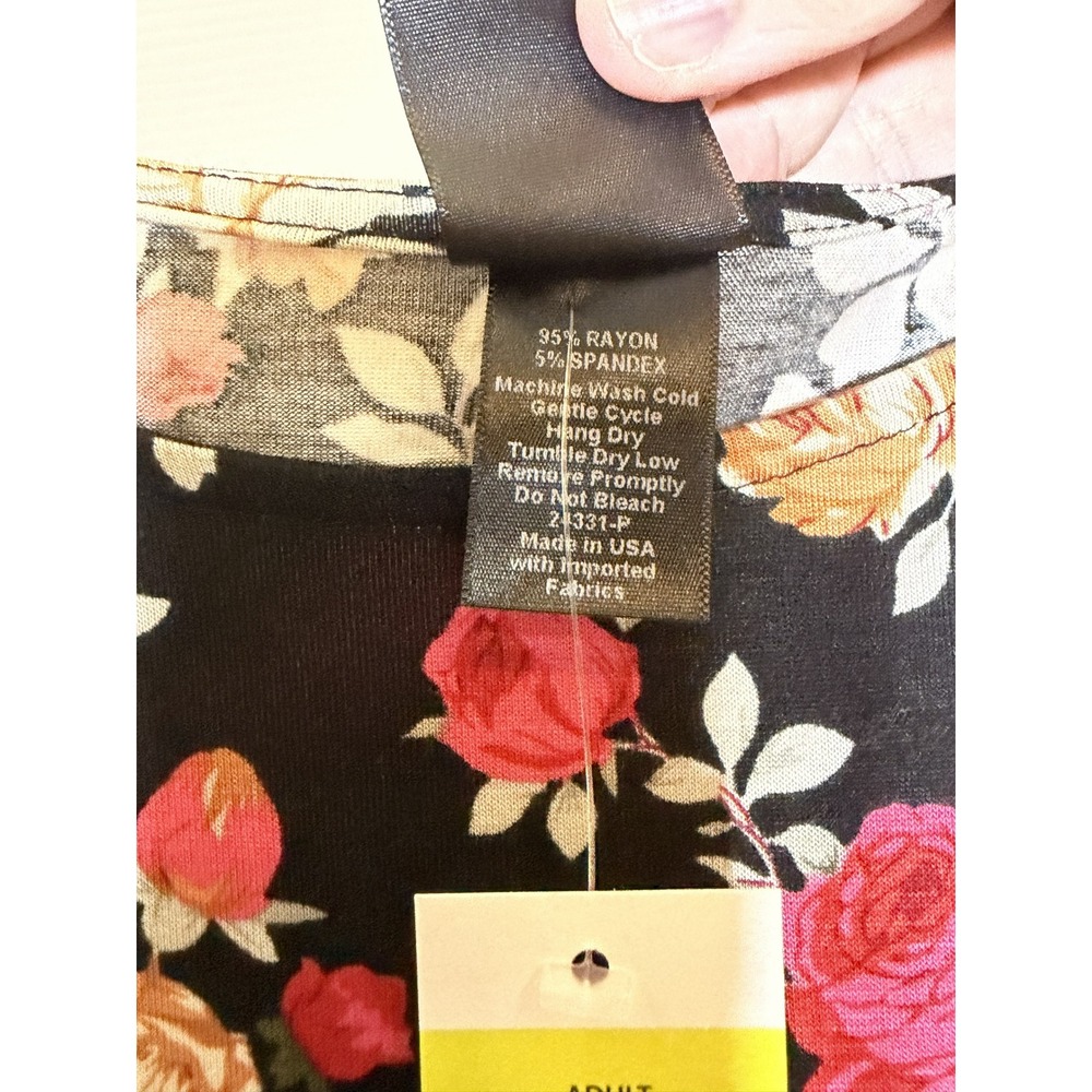 Agnes & Dora Joplin Dress Women XXL Black Floral NWT Sharkbite Hem Short Sleeve - Picture 4 of 4